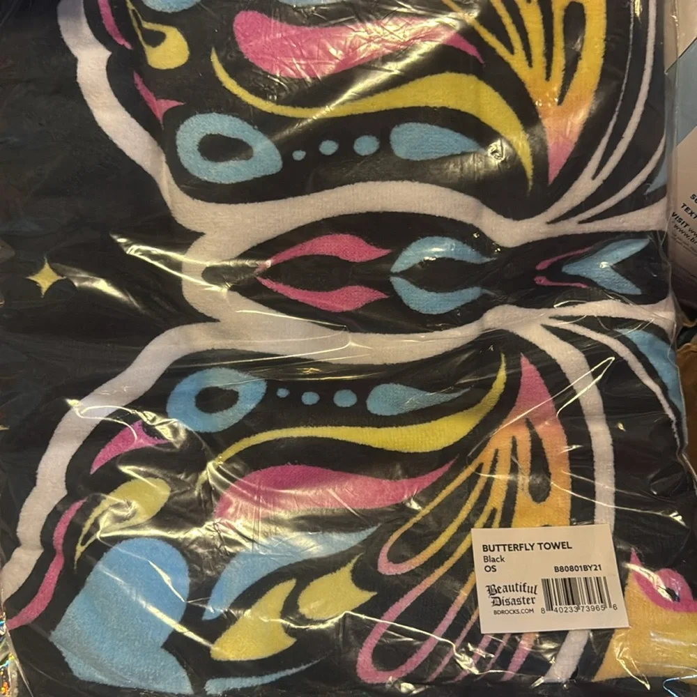 Beautiful disaster plush beach towel butterflies,fight club, LAST TOWEL!!